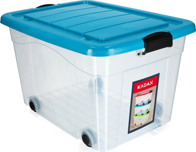 Koszyk-organizer Kadax z pokrywką na kółkach niebieski 60 l (5903699425893)