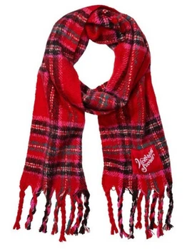 Теплый женский шарф в клетку Victoria's Secret Cozy Plaid Scarf красный (OneSize)