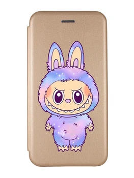 Чохол-книжка золотий з малюнком на Xiaomi Redmi 9 Лабубу (принт 414)