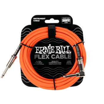 Кабель инструментальный Ernie Ball 6467 Flex Cable Orange 6.1м (20ft) Straight/Angle
