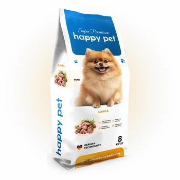 Сухой корм для собак маленьких пород Happy Pet с уткой 8 кг