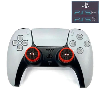Две силиконовые накладки на стики Spider-Man (Thumb grips) для геймпада DualSense игровой консоли PlayStation 5: (PS5 / PS5 Slim / PS5 Pro) | DualShock PlayStation 4 (PS4 PRO / PS4 Slim / PS4 Fat)