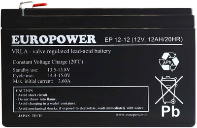 Akumulator AGM EuroPower EP 12V 12Ah (EP 12-12)