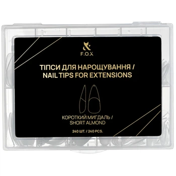 F.O.X Nail Tips For Extensions Тіпси для нарощування Короткий мигдаль, 240 шт
