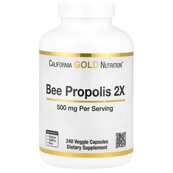 Прополис 2X концентрированный экстракт California Gold Nutrition (Bee Propolis 2X Concentrated Extract) 500 мг