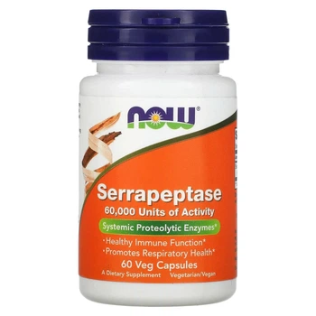 Серрапептаза Now Foods (Serrapeptase) 60 вегетарианских капсул