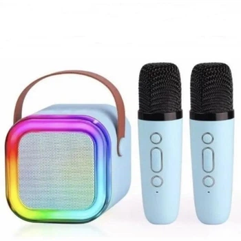 Мини-детское караоке K12 с беспроводным микрофоном, портативной Bluetooth колонкой и LED-подсветкой