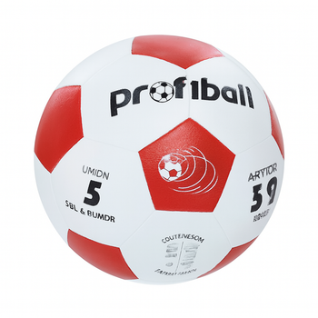 М'яч футбольний Profiball VA-0014-1 гладкий 5 розмір Білий з червоним