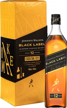 Віскі Johnnie Walker Black label  0.7 л 40% у подарунковій упаковці + барна ложка та джигер (5000267199283)