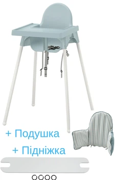 Стільчик для годування + стільниця Ikea (Ікея) ANTILOP 695.978.89 + підніжка + подушка