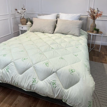 Ковдра полуторна стьобана зимова з бамбукового волокна Leri Max 21528 145х210 см салатова 5150584
