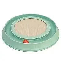 Кігтеточка з ковроліновою вставкою Happy Cat Moquette Scraper для котів, 41x38x5 см Бірюза
