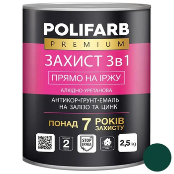 Защита 3 в 1 Polifarb, морская зелень, RAL6005, 2,5 кг