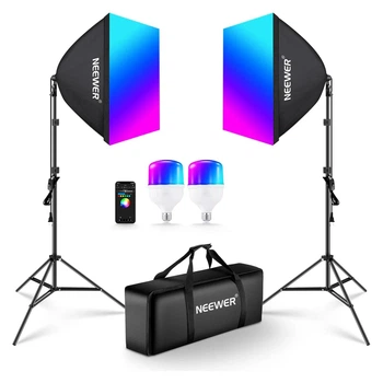Комплект студийного света NEEWER NK800 RGB с APP управлением (2*софтбокса 60*60см, 2*лампы RGB 24Вт, 2*стойки 210см)
