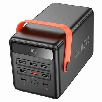 Повербанк большой емкости 100000mAh 22.5W Hoco J142 Surpass с фонариком 6хUSB/2хType-C
