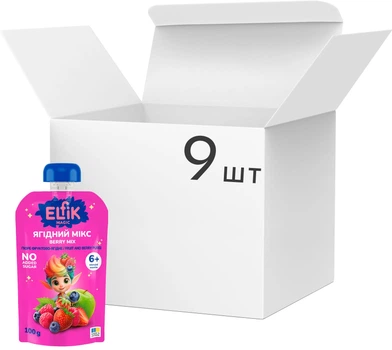 Упаковка фруктового пюре Elfik Magic Ягодный микс 100 г х 9 шт (4820266362195)