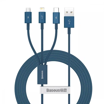 Кабель зарядки 3в1 Baseus Superior Series Fast Charging 3-in-1 (Micro USB+Lightning+Type-C) 3.5A (1.5m) Blue