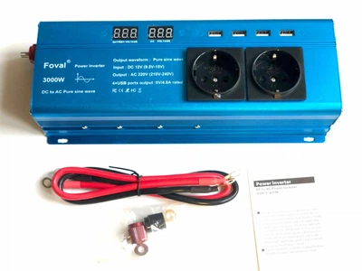 Інвертор перетворювач FOVAL 12-220V 3000 Ват Чиста синусоїда