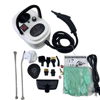 Пароочисник з насадками Steam Cleaner 2500Вт 14 предметів, ручний відпарювач для чищення та стерилізації кухні, ванної, плитки, меблів, вікон та дитячих речей, портативний парогенератор від жиру та плісняви, ZP-820-White