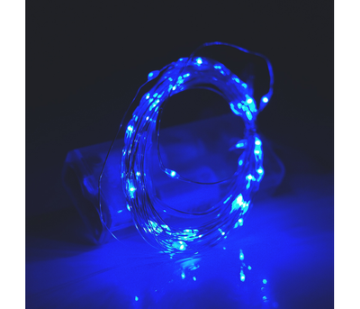 Гірлянди 50LED, 1 режим, 5 метрів, прозора ізоляція, живлення від USB + 2 * АА (немає в комплекті), Blue, BOX