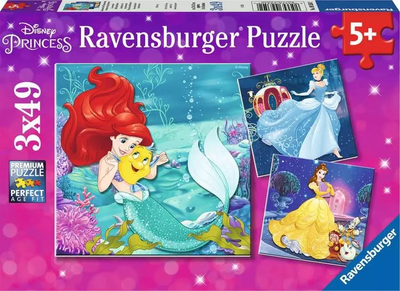 Пазл Ravensburger Disney Вечір принцес Діснея 3 x 49 елементів 9350 (4005556093502)