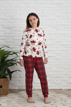 Піжама на дівчинку-підлітка - Ведмеді - кофта в рубчик Nicoletta 95258k 152-158 Різні кольори