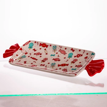 Блюдо сервировочное Merry Christmas 35x12.5 см прямоугольное фарфоровое с ручками Yiwu CR-1-29