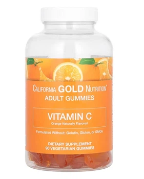 Жевательный витамин C с апельсиновым вкусом без желатина California Gold Nutrition 90 жевательных таблеток
