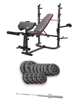 Набор Hop-Sport Premium 69 кг штанга скамья HS-1065HB Pro регулируемая для жима универсальный