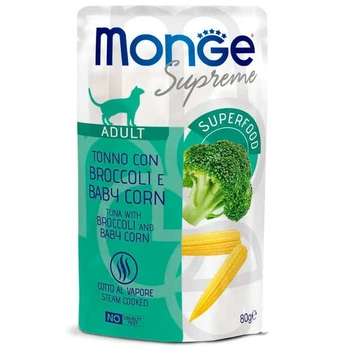 Вологий корм для котів Monge Cat Supreme Adult тунeць з броколі та молодою кукурудзою 80 гр.