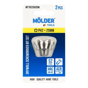 Набір біт Molder з обмежувачем для гіпсокартону PH2x25мм 2шт MT7022502DW