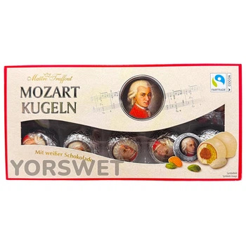 Цукерки Mozart Kugeln Maitre Truffout білий шоколад з марципаном та фісташкою 200 г (0424)