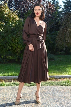 Шоколадна сукня міді FirstWoman S/M шоколадна 43406393