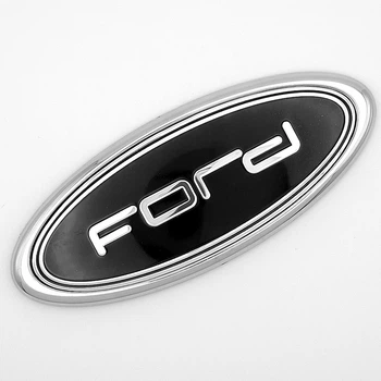Эмблема логотип Ford 114*45 мм (хром + черный) new style