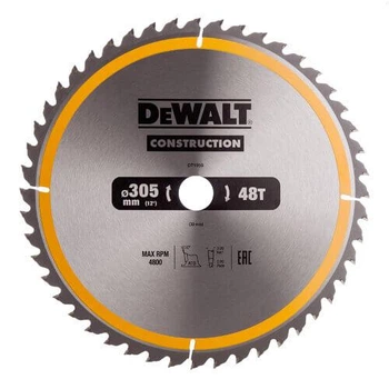 Диск пиляльний DeWALT, СONSTRUCTION, розмір 305 х 30 мм, кількість зубів 48, геометрія зубів ATB, кут заточування градусів 10,