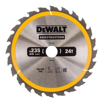 Диск пиляльний DeWALT, СONSTRUCTION, розмір 235 х 30, кількість зубів 24, геометрія зубів ATB, кут заточування градусів 20,
