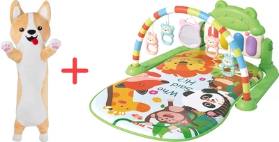 Ігровий набір Килимок Shantou Yisheng для малюків + Іграшка м'яконабивна Inka Toys Коргі лежибока 23х14х76 см (4820266221225/6902241806639)