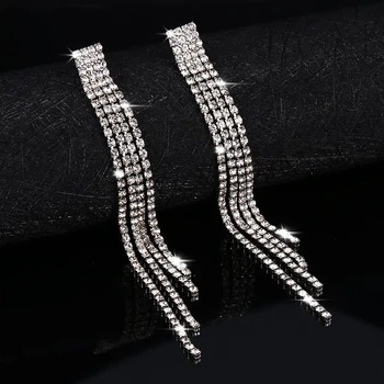 Серьги висюльки висячие бижутерия женские "Elegant DF88S" серебристые