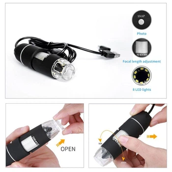 Цифровой микроскоп электронный USB 1600Х без подставки для телефона, смартфона, ноутбука, ПК, пайки KL1600