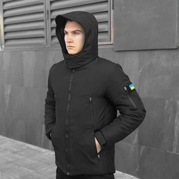 Зимняя Куртка Pobedov Motive B2 черная + Подарок Шеврон Флаг Украины размер 3XL