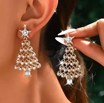 Сережки с подвесками Елочки jeweston Золотистые