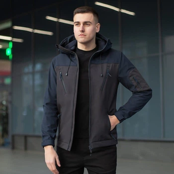 Куртка Pobedov Korol' Lev Soft Shell черно-синий M