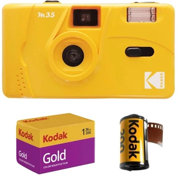 Пленочный фотоаппарат Kodak M35 желтый / пленка Kodak Gold