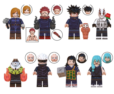 Набор фигурок Jujutsu Kaisen Магическая битва Годжо Сатору, Итадори Юджи, Фушигуро Мегуми, Ханами и другие 8 шт