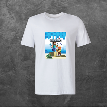 Футболка унісекс з принтом Minecraft Майнкрафт фон базова біла XS
