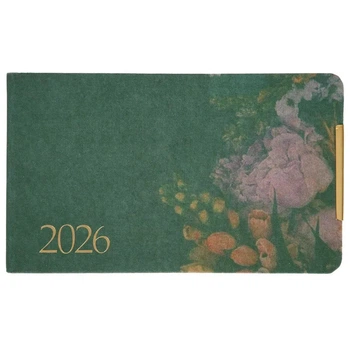 Еженедельник 2026 10*17см Leo Planner мягкий Bloom 252714 - зеленый темный