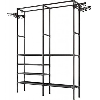 Вешалка-стойка для одежды Simple Coat Rack Double Row, с полками и крючками, 86×43×173 см