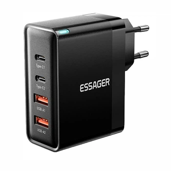 Мережевий зарядний пристрій Essager GaN2 Pro 100W USB‑C PD 3.0 / QC, 20В 5А, швидке заряджання для ноутбука, телефона та планшета (GaN2 Pro 100W)