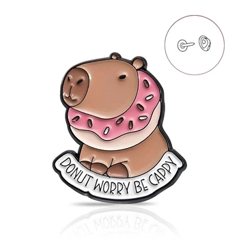 Брошка-значок BROCHE біжутерія Тварини Капібара Donut Worry Be Cappy BRGV114932