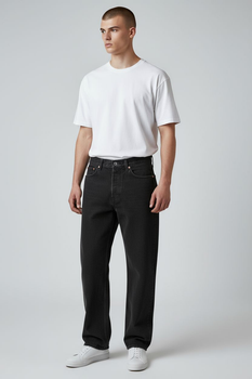 Чоловічі джинси прямого крою Relaxed Straight Leg H&M (58609) W36 L32 Чорні